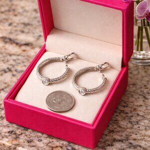 Gently Worn Judith Ripka 925 Clip-On CZ Hoop Earrings